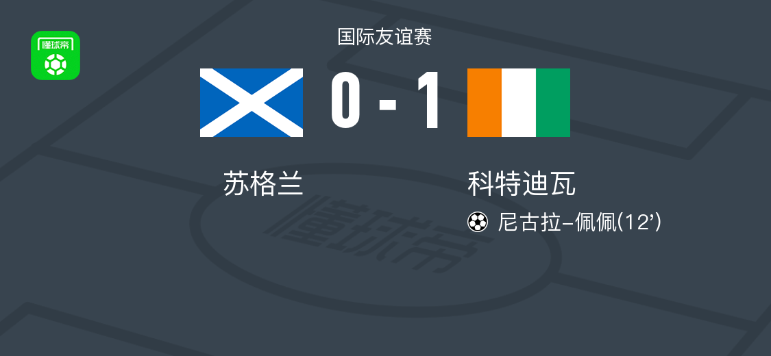 星空体育下载-科特迪瓦1-0苏格兰，尼古拉-佩佩打进全场唯一进球